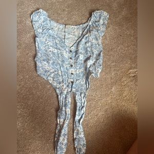 Blue and White floral blouse worn once